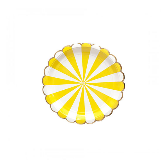 Yellow and White Stripes with Gold Edges Plates – Small