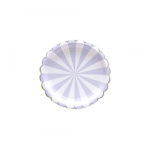 Purple and White Stripes with Silver Edges Plates - Small