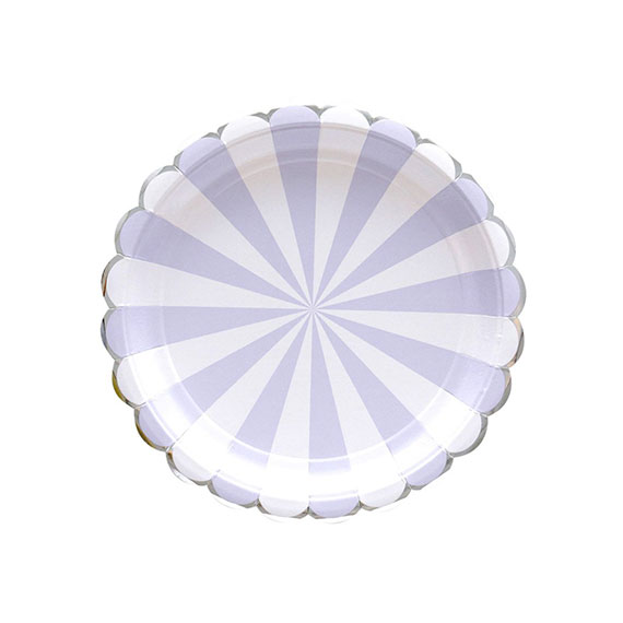 Purple and White Stripes with Silver Edges Plates – Big