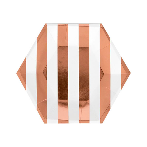 Rose Gold Stripe Hexagon Plates – Big