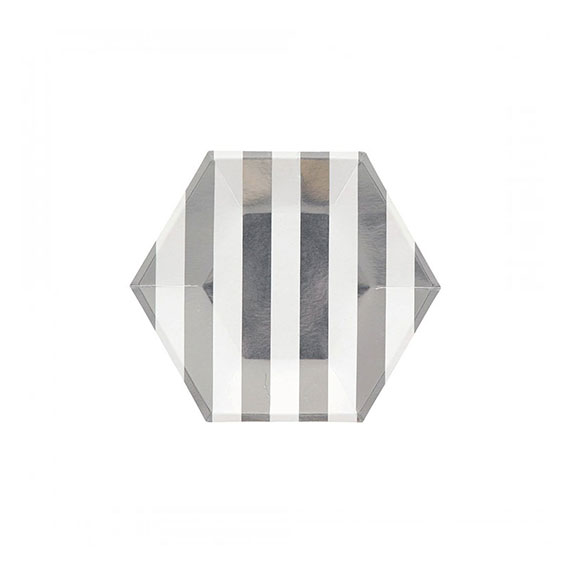 Silver Stripe Hexagon Plates – Small