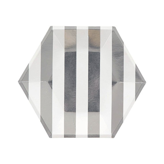 Silver Stripe Hexagon Plates – Big