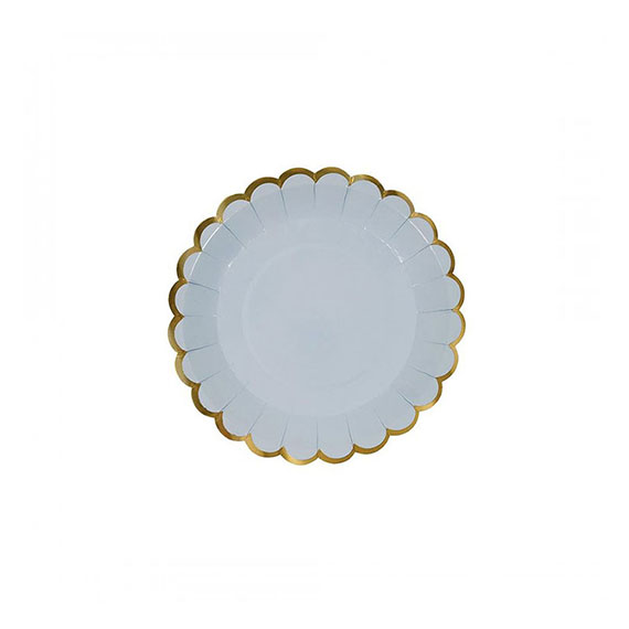 Solid Blue with Gold Edges Round Plates