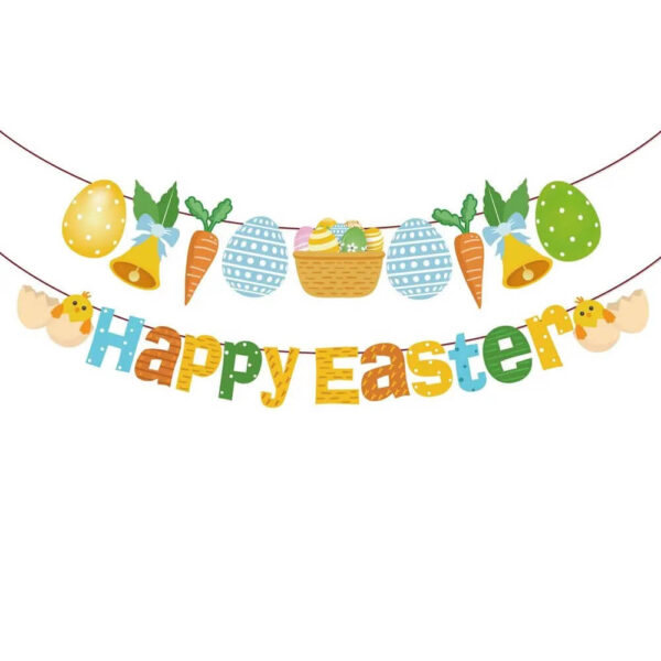 Colorful Happy Easter Cartoon Banner