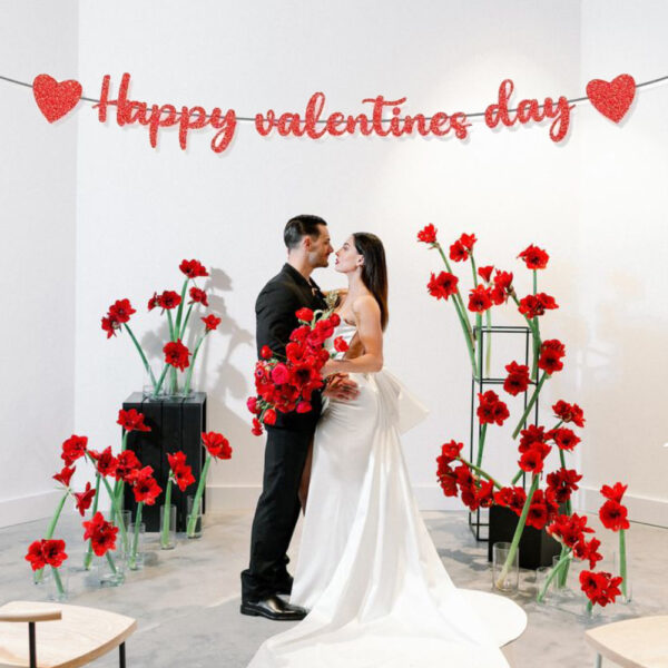 Valentine's Day Glitter Red Heart Valentine Banner- 10 Feet - Image 4