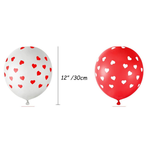 Red and White Printed Hearts Valentine Balloons Kit - 10 PCS - Image 2