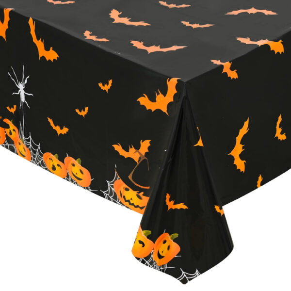Scary Pumpkins and Bats Halloween Table Cover