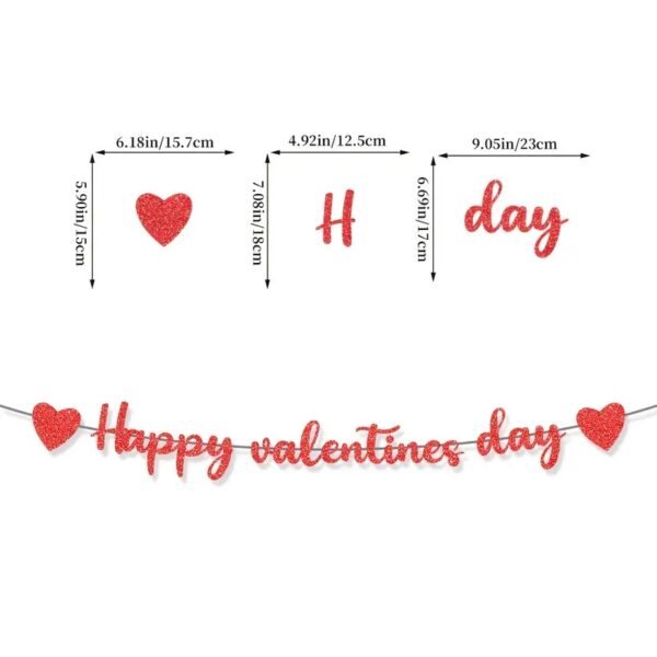 Valentine's Day Glitter Red Heart Valentine Banner- 10 Feet - Image 2