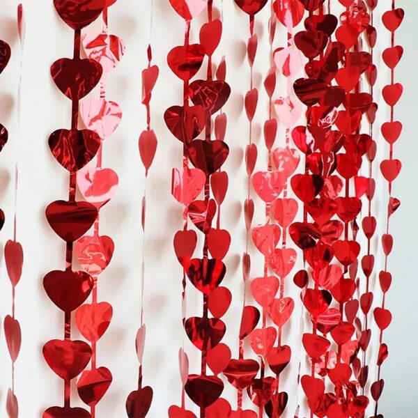 Red Heart Metallic Foil Fringe Curtains- 1 Pc - Image 5