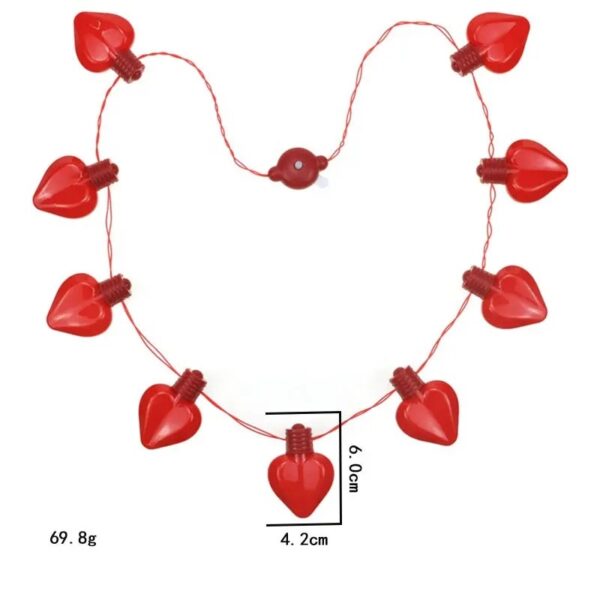 Valentine's Day LED Flashing Red Heart Necklace - Image 2