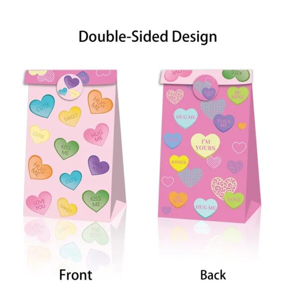 Valentine's Day Heart Talk Party Favor Bags with Stickers- Set of 12 - Image 5