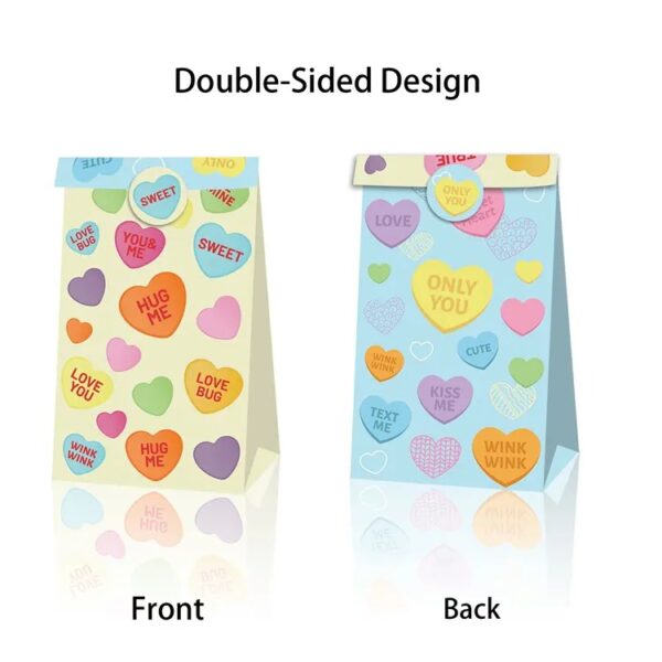 Valentine's Day Heart Talk Party Favor Bags with Stickers- Set of 12 - Image 4