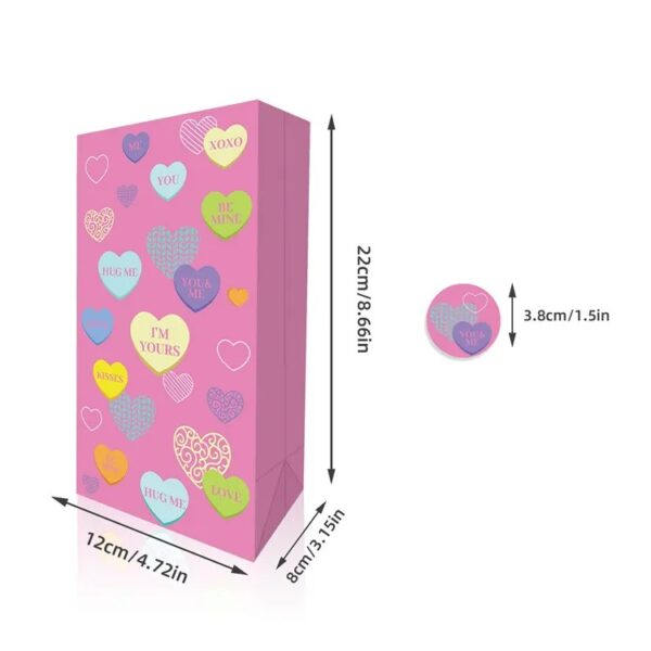 Valentine's Day Heart Talk Party Favor Bags with Stickers- Set of 12 - Image 3