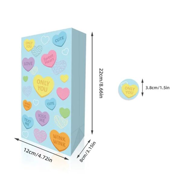 Valentine's Day Heart Talk Party Favor Bags with Stickers- Set of 12 - Image 2