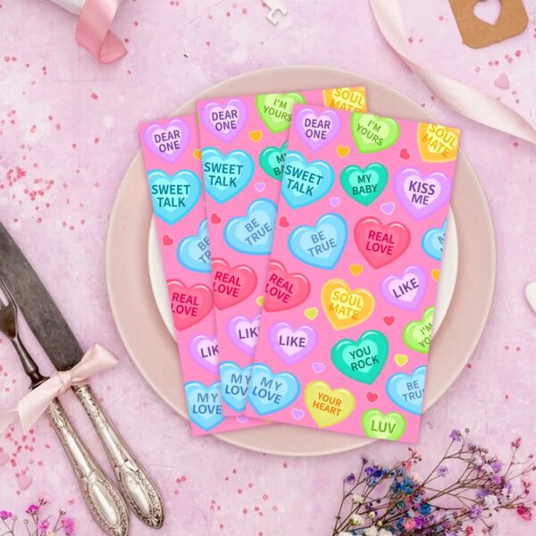 Valentine's Conversation Heart Paper Napkin- 20 Pcs - Image 5