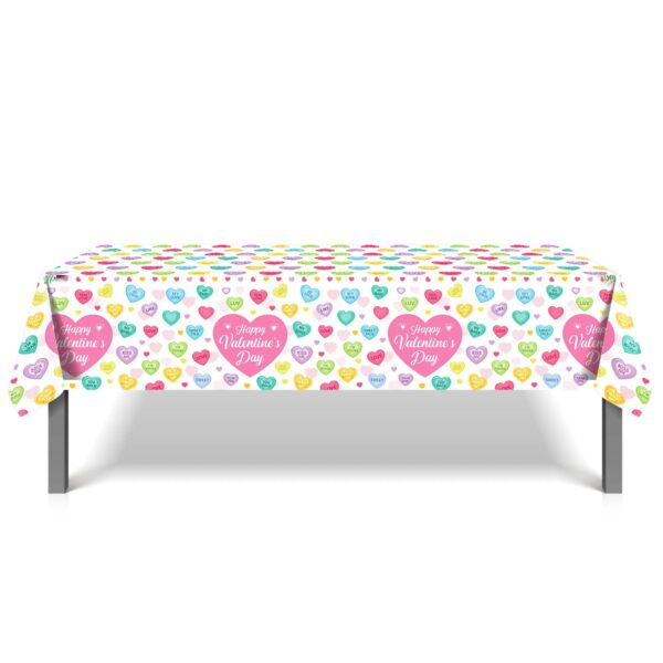 Multicolor Valentine's Day Heart Talk Plastic Table Cover