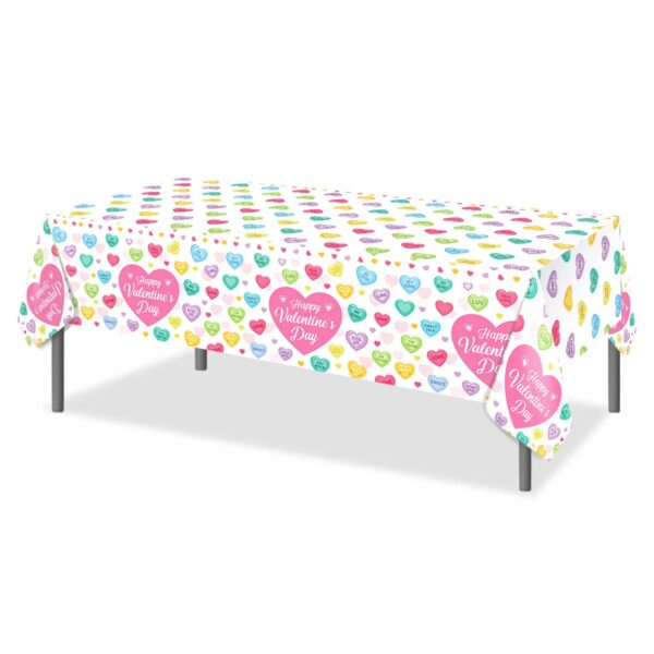 Multicolor Valentine's Day Heart Talk Plastic Table Cover - Image 3