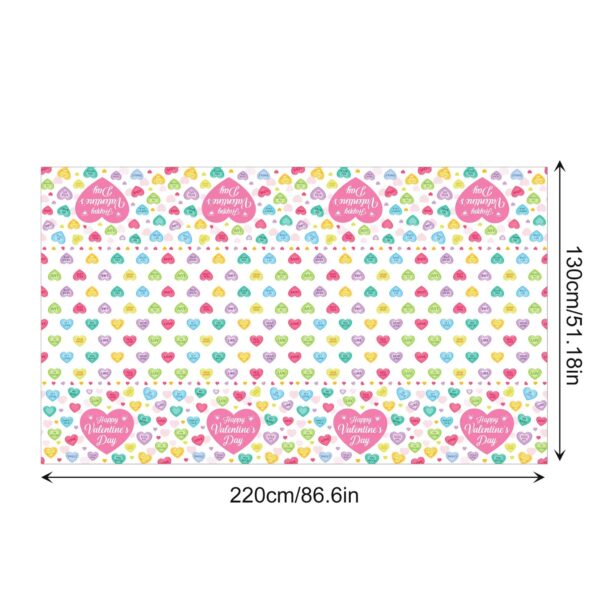 Multicolor Valentine's Day Heart Talk Plastic Table Cover - Image 2