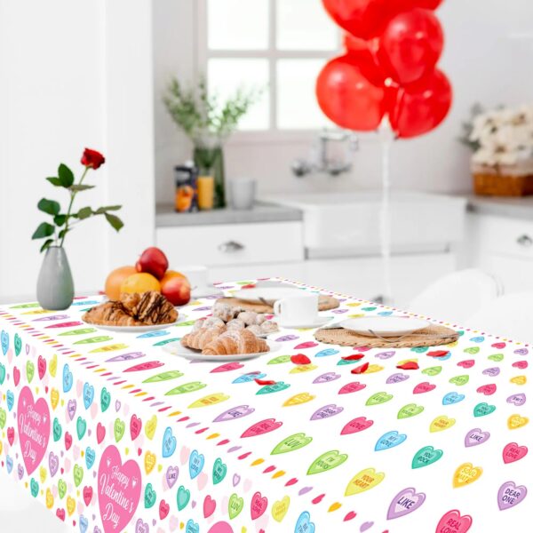Multicolor Valentine's Day Heart Talk Plastic Table Cover - Image 6