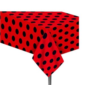 Ladybug Theme Party Supplies: Ladybug Tablecloth with Red and Black Polka Dots Plastic Table Cover