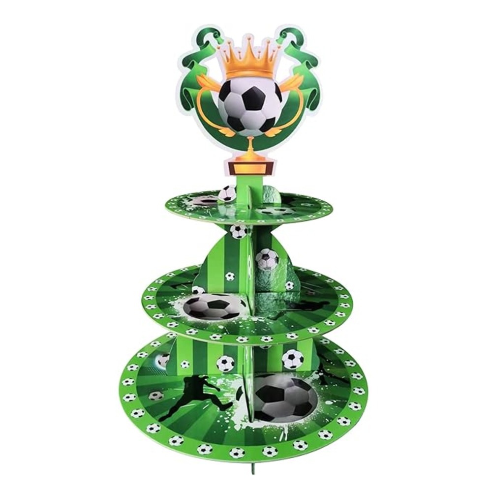 3-Tier Soccer Cupcake Stand: Ideal for Teenagers’ Birthday Parties and Sports Themed Celebrations