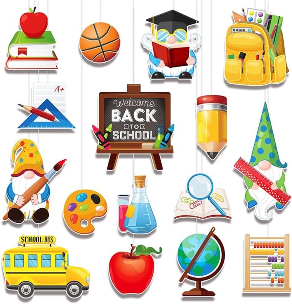 32-Piece Back to School Cut-Outs Set with Glue Dots for Classroom Decoration