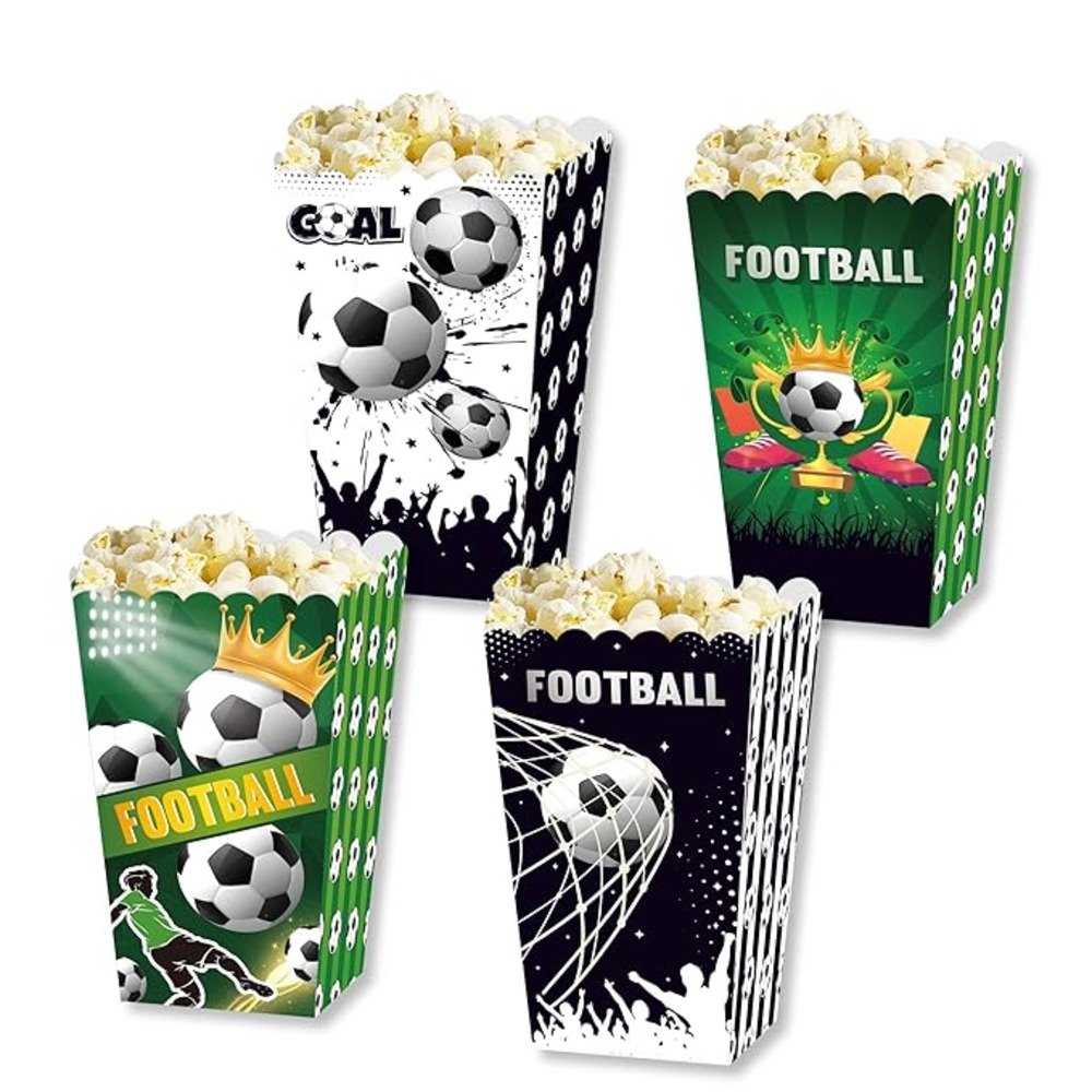 Soccer Theme Party Supplies: 12-Pack Soccer Popcorn Boxes for Birthday Party Supplies