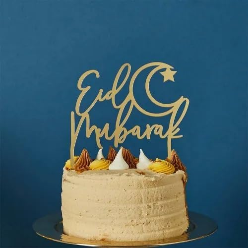 Acrylic Gold Eid Mubarak Cake Topper- 1 Pc