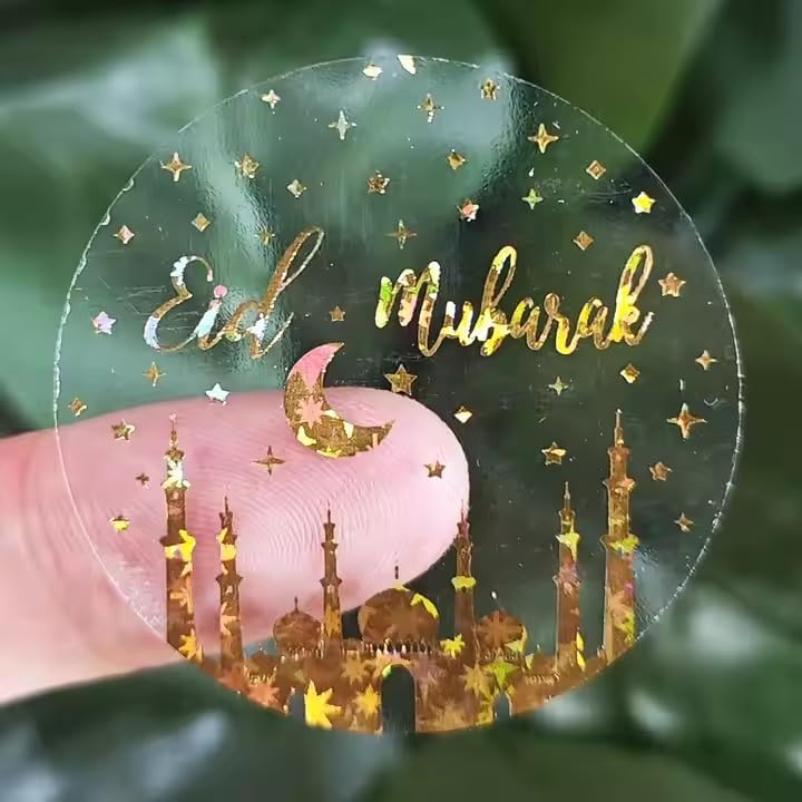 Mosque Theme Eid Mubarak Foil Stickers