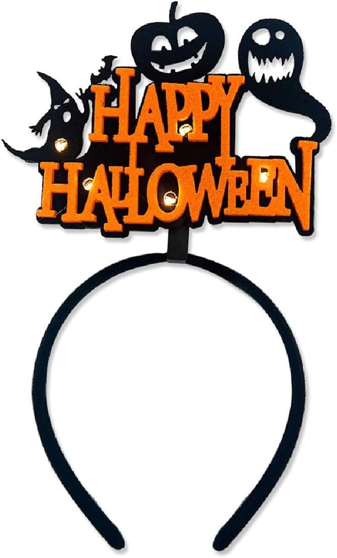 Orange Glow in The Dark Happy Halloween LED Headband