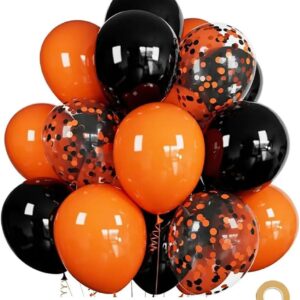 Black, Orange & Confetti Halloween Balloons Set- 50 Pcs