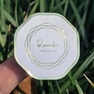 White Gold Ramadan Mubarak Foil Stickers