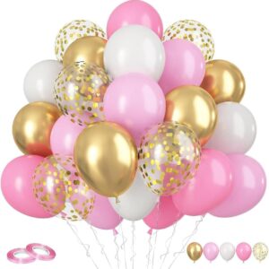 Pink, White & Gold Confetti Balloons Set