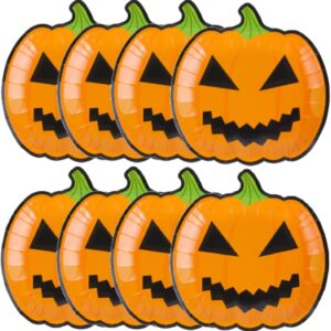 Halloween Orange Pumpkin Plates- Set of 8