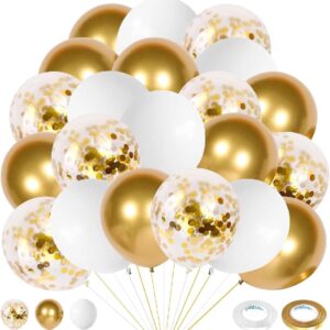 White, Gold & Confetti Balloons Set
