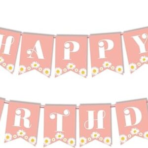 Daisy Pink Happy Birthday Banner