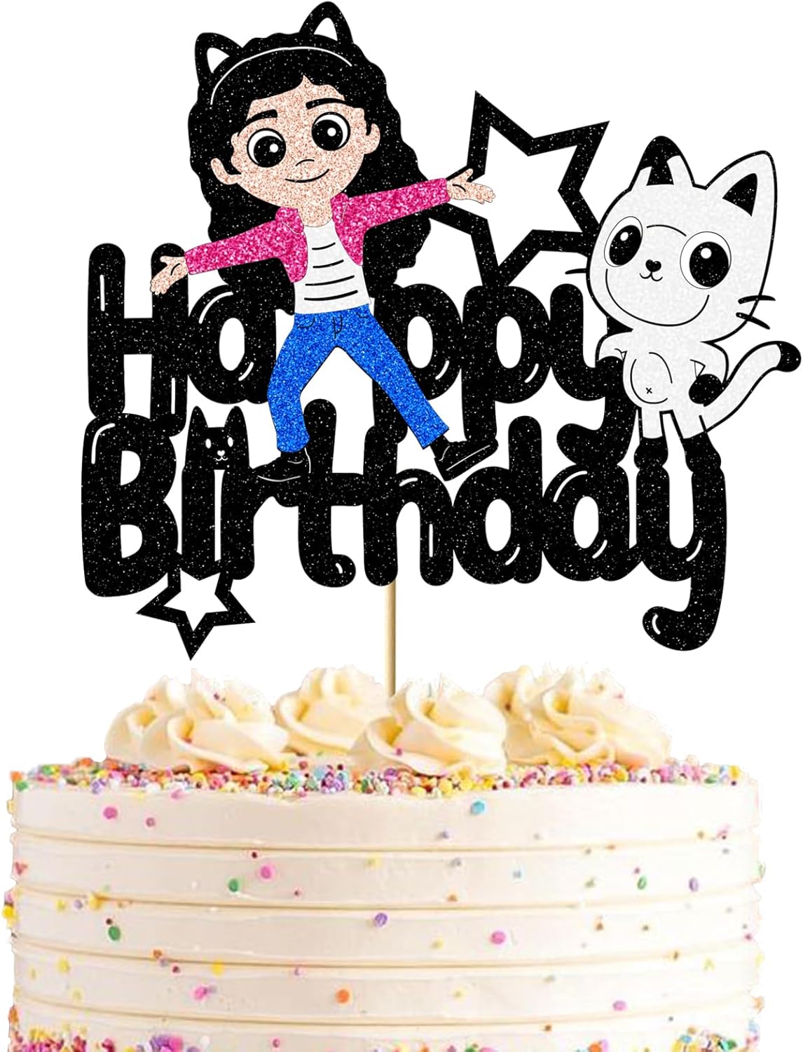 Pink Dollhouse Birthday Cake Topper