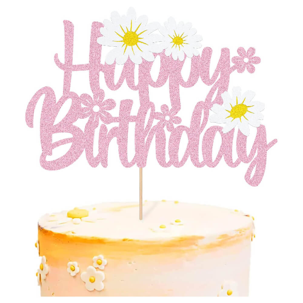 Daisy Flower Happy Birthday Cake Topper