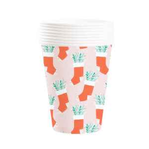Stocking Print Christmas Paper Cups- 8 Pcs