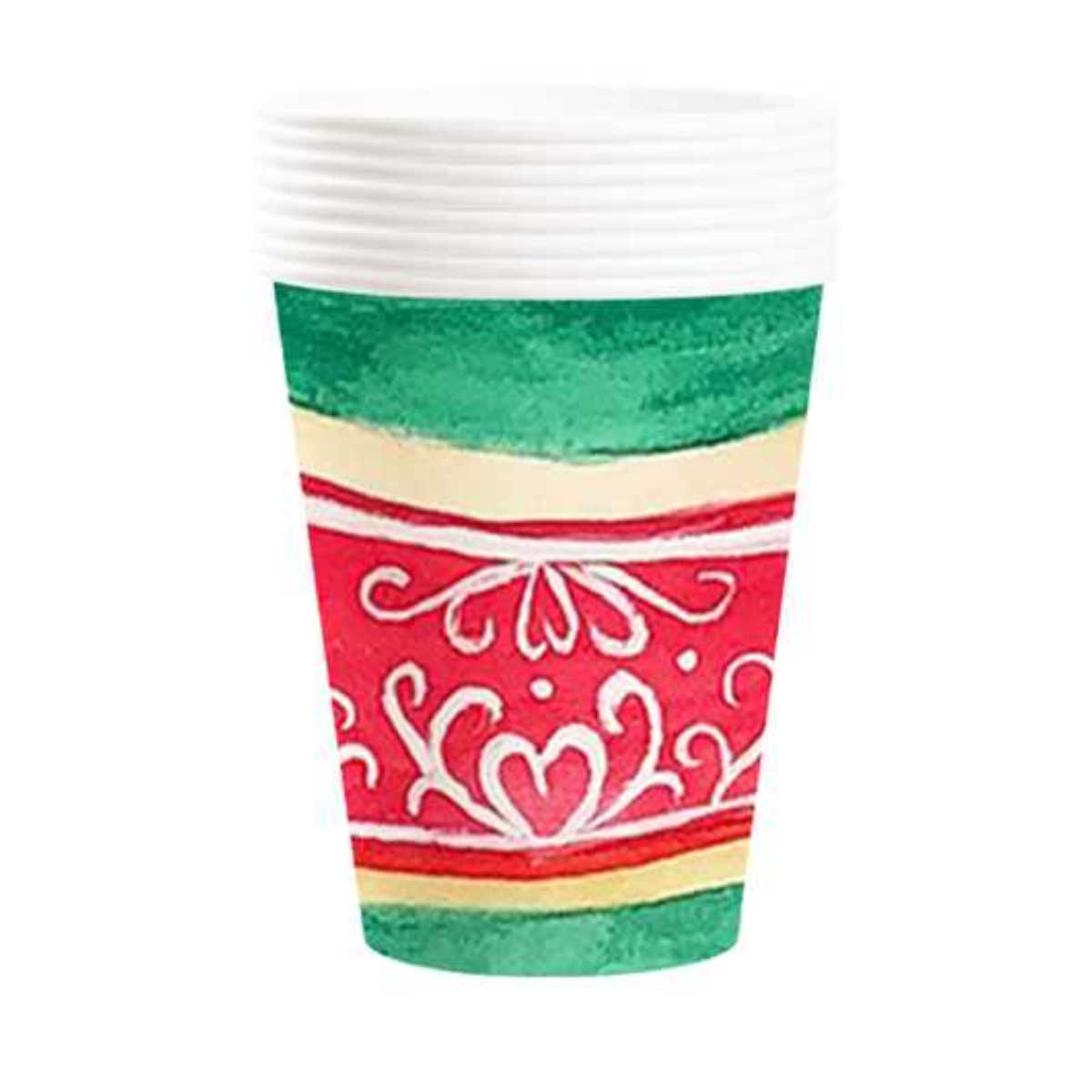 Christmas Bauble Print Paper Cups- 8 Pcs