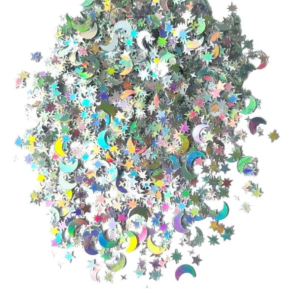 Silver Chrome Moon Star Confetti