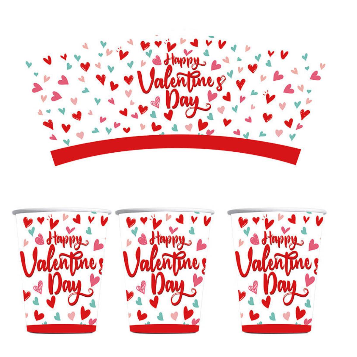 Valentine’s Day Disposable Paper Cups- 20 Pcs