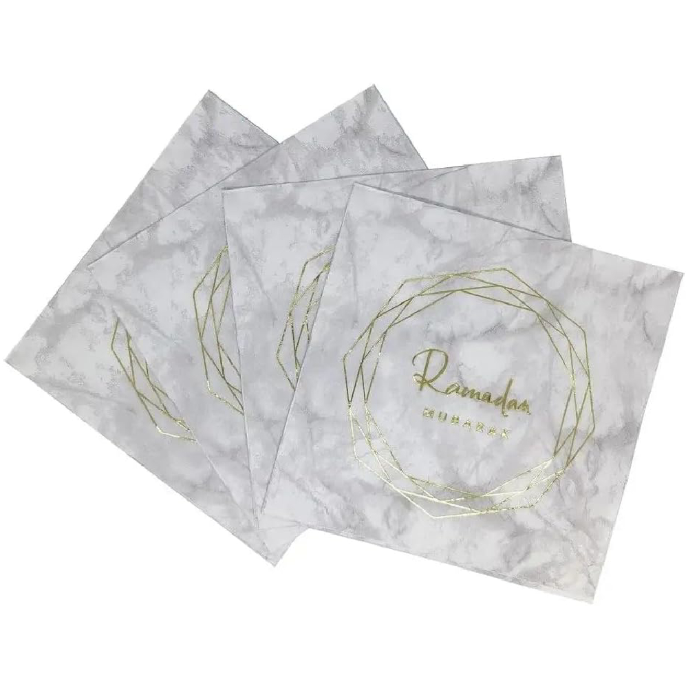White & Gold Design Ramadan Mubarak Napkins- 20 Pcs
