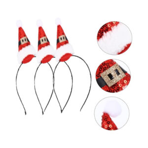 Pack of 3 Christmas Santa Hat Headband For Christmas Parties Costume Hair Bands