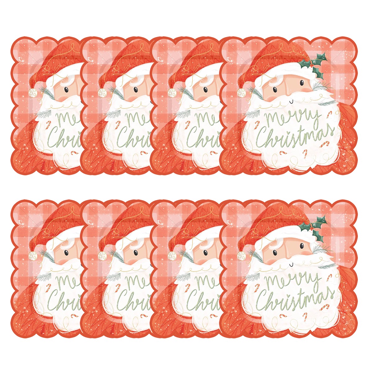 Santa Merry Christmas Plates- 8 Pcs
