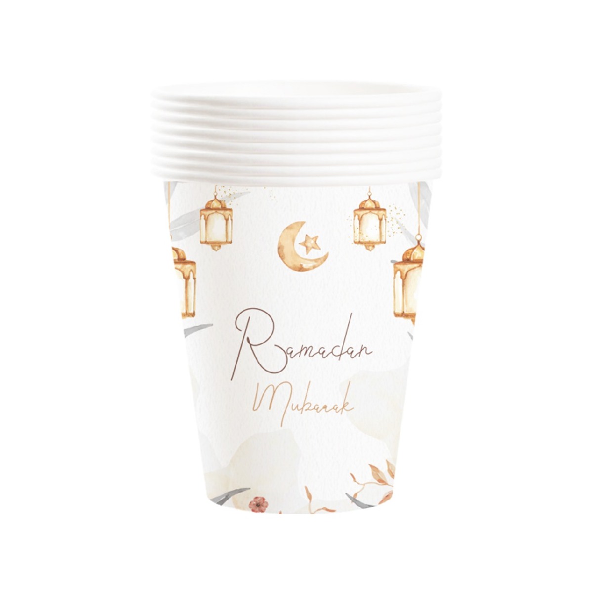 Ramadan Mubarak Cups- 8 Pcs